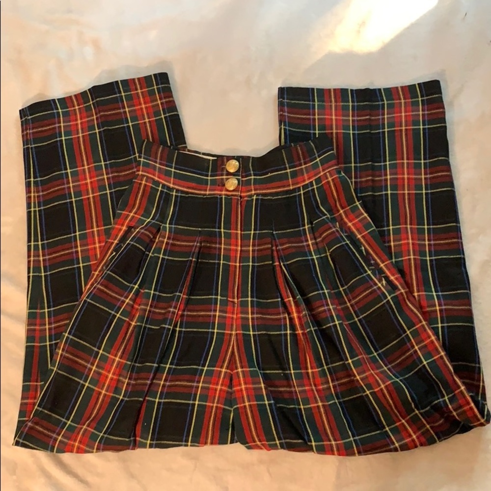 Plaid Flare Pantsuit Bottom